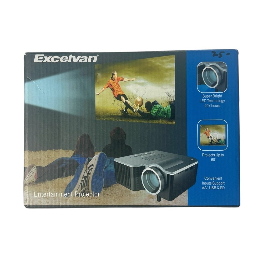 Excelvan UC28+ Entertainment Projector Mini LED 48 Lumens A/V USB SD Black